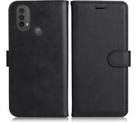 Kal-Coque Pour Moto E20 / Moto E30 / Moto E40, Pu En Cuir Coque Portefeuille Étui Housse, Design Classique Tpu Coque Pour Moto E20 / Moto E30 / Moto E40, Noir