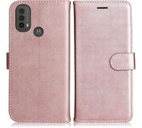 Kal-Coque Pour Moto E20 / Moto E30 / Moto E40, Pu En Cuir Coque Portefeuille Étui Housse, Design Classique Tpu Coque Pour Moto E20 / Moto E30 / Moto E40, Rose