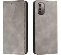 Kal-Coque Pour Nokia G11 / Nokia G21, Etui Pu Cuir Portefeuille Housse Et Magnétique Flip Pochette Étui À Rabat Protection Case Avec Antichoc Tpu Housse (Gris)
