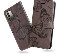 Kal-Coque Pour Nokia G21 / Nokia G11, Papillon Imprimé Housse En Cuir Pu Magnétique Portefeuille, Étui À Rabat Pour Nokia G21 / Nokia G11, Gris