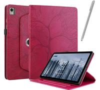 Kal-Coque Pour Nokia T21 10.4 Pouce 2022, Étui Cuir Pu Housse De Protection Flip Avec [Stylet] Fonction Support Antichoc Étui Rotatif À 360° - Rouge