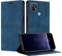 Kal-Coque Pour Oppo A15/A15s/A35, Housse En Cuir Pu Portefeuille, Étui Tpu Avec Support, Fentes Pour Cartes, Anti-Choc, Folio Magnétique (Bleu)
