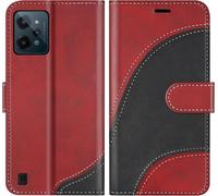 Kal-Coque Pour Oppo Realme C31 4g, Portefeuille Etui En Cuir Pu, Magnétique Protection Housse Coque Pour Realme C31 4g, Rouge