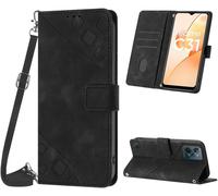 Kal-Coque Pour Oppo Realme C31 4g, Pu Leather Flip Portefeuille Étui En Cuir, [3 Porte Cartes] [Fermeture Magnétique] [Bandoulière Réglable] Coque Pour Realme C31 4g - Noir