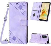 Kal-Coque Pour Oppo Reno 8t 5g / A1 Pro, Pu Leather Flip Portefeuille Étui En Cuir, [3 Porte Cartes] [Fermeture Magnétique] [Bandoulière Réglable] Coque Pour Oppo Reno 8t 5g - Violet