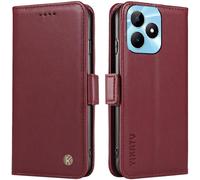 Kal-Coque Pour Realme Note 50 4g/Realme C53/Realme C51 Etui, Simple Retourner Cuir Magnétique Anti Chute Portefeuille Protection Housse, Winered