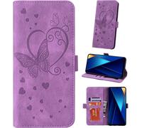Kal-Coque Pour Redmi 13c / Poco C65 4g 6.74"" Etui, Couverture De Feuillette Mobile Housse En Cuir Pu Butterfly Avec Bracelet Pour Xiaomi Redmi 13c / Xiaomi Poco C65 2023, Violet
