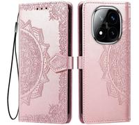Kal-Coque Pour Redmi Note 14 Pro+ 5g / Redmi Note 14 Proplus 5g Etui, (6.67"" Inches) Premium Pu Cuir Portefeuille Magnétique Flip Case, 3 Porte-Cartes En Béquille Cover Or Rose