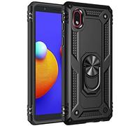 KAL-Coque Pour Samsung Galaxy A01 Core/M01 Core + 9H Verre Trempé, Étui Protection Tpu/Pc Souple Durable Avec Support De 360° Rotation Anneau Protection Antichoc Armor Box Coque, Noir
