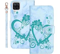 Kal-Coque Pour Samsung Galaxy A12 Rabat,Housse Pour Samsung M12 Clapet,Aimer/C?ur Portefeuille Etui Avec Fonction Support Et Porte-Carte,Cuir Pu Flip Cover Case.Vert