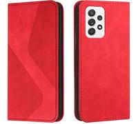 Kal-Coque Pour Samsung Galaxy A52 4g/5g/A52s 5g, Etui Samsung A52 4g/5g/A52s 5g Cuir, Housse En Cuir Samsung A52 4g/5g/A52s 5g, Cuir Portefeuille Housse Avec Magnétique Étui À Rabat Case (Rouge)