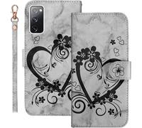 KAL-Coque Pour Samsung Galaxy S20 Fe 5G Rabat,Housse Pour Samsung S20 Fe 5G Clapet,Aimer/C?ur Portefeuille Etui Avec Fonction Support Et Porte-Carte,Cuir Pu Flip Cover Case.Noir