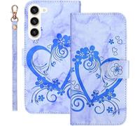 Kal-Coque Pour Samsung Galaxy S23 Plus Rabat,Housse Pour Samsung S23+ Clapet,Aimer/C?ur Portefeuille Etui Avec Fonction Support Et Porte-Carte,Cuir Pu Flip Cover Case.Bleu