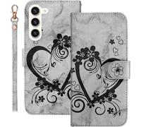 Kal-Coque Pour Samsung Galaxy S23 Plus Rabat,Housse Pour Samsung S23+ Clapet,Aimer/C?ur Portefeuille Etui Avec Fonction Support Et Porte-Carte,Cuir Pu Flip Cover Case.Noir