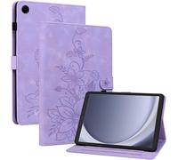 Kal-Coque Pour Samsung Galaxy Tab A9 2023 8.7"" Sm-X110/X115, Multi-Angles De Visualisation Housse De Protection En Similicuir Avec Porte-Carte Couverture Motif Lys, Pourpre