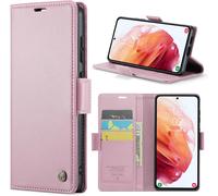 Kal-Coque Pour Samsung S21 Étui Portefeuille Cover En Cuir Pu Wallet Avec Cartes Magnétique Et Rfid Protection Antivol Folio Housse Samsung S21 Case, Doré