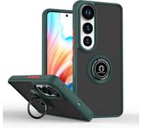 Kal-Coque Pour Vivo V50 Lite 5g, Etui Téléphone Antichoc Avec Anneau De Support, Hard Pc Et Tpu Bumper Mat Translucide Case Cover - Vert Foncé