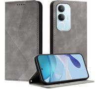 Kal-Coque Pour Vivo Y19s 4g, Housse En Cuir Vivo Y19s 4g, Cuir Portefeuille Housse Avec Magnétique Flip Étui À Rabat Case Etui Vivo Y19s 4g (Gris)