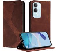 Kal-Coque Pour Vivo Y19s 4g, Housse En Cuir Vivo Y19s 4g, Cuir Portefeuille Housse Avec Magnétique Flip Étui À Rabat Case Etui Vivo Y19s 4g (Marron)