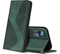 Kal-Coque Pour Xiaomi 12t / 12t Pro, Premium Étui Housse En Cuir De Protection Avec [Emplacements Cartes] [Magnetique], Clapet Folio Portefeuille Pour Xiaomi 12t / 12t Pro (Vert)