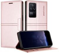 Kal-Coque Pour Xiaomi Poco F4 5g /Redmi K40s, Housse En Cuir Pu Portefeuille Etui, Tpu Fonction Support [Fentes Pour Cartes] Anti-Choc Folio Magnetique Compatible Avec Mi Poco F4 5g (Rose)