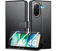 Kal-Coque Pour Xiaomi Redmi A5 4g (Pas Pour 5g) + 2 Pièces Verre Trempé, [Rfid Blocage] Étui De Protection Housse Premium En Cuir Pu, Pochette De Portefeuille Etui À Rabat - Noir