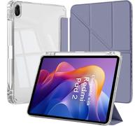 KAL-Coque Pour Xiaomi Redmi Pad 2 11 Pouces 2025 Avec Porte-Pencil, 6-En-1 Multiples Angles De Vue, Support En Forme De Y, Couvercle Arrière Transparent, Lavande Violet
