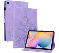 Kal-Coque Samsung Galaxy Tab S6 Lite 10.4 2024/2022/2020 Sm-P610/ P613/ P615/ P619/ P625/ P627, Multi-Angles Housse De Protection En Similicuir Avec Porte-Carte Couverture Motif Lys, Pourpre