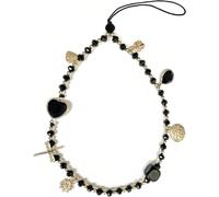 Kal-Cordon Telephone Portable, Bijoux De Telephone, Dragonne, Longe, 1 Pièce Cristal Anti-Perte Étui Pendentif Chaîne (Noir)