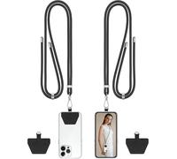 Kal-Cordon Telephone Portable, Tour De Cou Telephone Universelle Capes De Collier De Longe Compatibles Avec Plupart Des Smartphones (2 Pièces Noir)