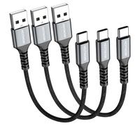KAL-court câble USB c 0.15m Lot de 3, câble de chargeur USB C 15cm pour iPhone 16 15, Galaxy s25 S24 s9 s8, alimentation mobile