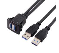 Kal-Cy Câble Auxiliaire Double Usb 3.0 Pour Tableau De Bord Étanche 1 M