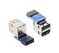 KAL-CY Lot de 2 adaptateurs verticaux USB 2.0 Femelle vers Carte mère 9 broches/10 Broches