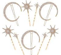 Kal-D'étoile De Lune Pinces À Cheveux Barrettes Forme Épingle À Cheveux Étoile Strass Accessoires Pour Femmes Fille Coiffure Décoration 9 Pièces