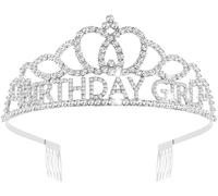 Kal-Diadème D'anniversaire Pour Fille Avec Strass En Cristal Pour Princesse Reine Couronnement Décorations De Fête D'anniversaire Peigne Couronne Fille Et Femme Carnaval Fête Vacances Célébration Pou