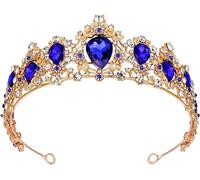 Kal-Diadème D'anniversaire Pour Fille Avec Strass En Cristal Pour Princesse Reine Couronnement Décorations De Fête D'anniversaire Peigne Couronne Fille Et Femme Carnaval Fête Vacances Célébration Pou