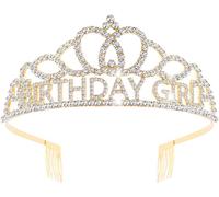 Kal-Diadème D'anniversaire Pour Fille Avec Strass En Cristal Pour Princesse Reine Couronnement Décorations De Fête D'anniversaire Peigne Couronne Fille Et Femme Carnaval Fête Vacances Célébration Pou