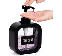 Kal-Distributeur Liquide Vaisselle, 1 Pièce 300ml Flacon Pompe Vide, Distributeur Gel Douche En Plastique, Avec Étiquettes, Pour Salle De Bain (Noir)