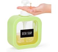 Kal-Distributeur Liquide Vaisselle, 1 Pièce 500ml Flacon Pompe Vide, Distributeur Gel Douche Avec Étiquettes, Bouteille Shampoing En Plastique (Vert)