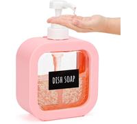 Kal-Distributeur Savon, 1 Pièce Flacon Pompe Vide 500ml, Distributeur Liquide Vaisselle, Distributeur Shampoing En Plastique, Bouteille Shampoing Vide Avec Étiquettes (Rose)