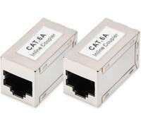 KAL-Dn-93905 - Coupleur Rj45 Cat 6A - Lot De 2 - Rallonge De Câble Lan - Connecteur De Câble Réseau Cat6A - Compatible Poe - Coupleur Modulaire - Pour Switch, Dsl, Modem, Routeur, Pc - Argent