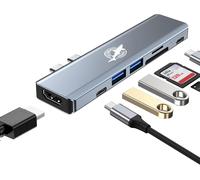 KAL-Dogfish Hub Usb C, Adaptateur Usb C 7 En 2, Station D'Accueil Multiport De Type C Avec Hdmi 4K, Usb 3.0 Et Usb 2.0, Lecteur De Carte Sd/Tf, Thunderbolt 3, Pour Macbook