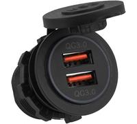 Kal-Double Chargeur Usb, Chargeur Usb De Voiture, Double Charge Rapide Qc3.0 Double Prise De Chargeur Usb Avec Chargeur De Voiture Et Terminal Pour Bateau De Moto De Voiture 12/24v