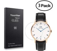 Kal-Dw Lot De 3 Films De Protection D'écran En Verre Trempé Pour Montre Daniel Wellington - Anti-Rayures, Anti-Traces De Doigts, Sans Bulles - Coque : 38 Mm