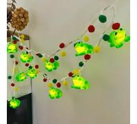 Kal-Enfants Chambre Animaux Grenouille Guirlande Lumineuse Pour Halloween Noël Thanksgiving Maison Fête Enfants Chambre Décoration (1.65m/10led, Grenouille+Pompons)