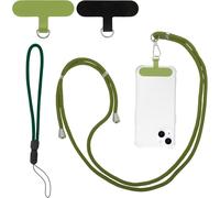 Kal-Ensemble Chaîne De Téléphone Portable Universelle, Dragonne De Téléphone Portable Avec 2 Patchs Universels, Chaîne Téléphone Portable Pour Étui Smartphones Standard, Vert Herbe