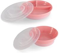 Kal-Ensemble De Vaisselle Pour Bébé Assiette Divisée Bébé + Bol Bébé Assiette Et Bol Pour Bébé Sans Bpa Kit De Formation Alimentaire Pour Enfants Rose