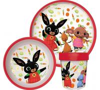 Kal-Ensemble De Vaisselle Réutilisable Pour Enfants Bicolore - Set Composé De 3 Pièces : Assiette, Bol Et Verre Pour Enfants Et Bébé Avec Base Antidérapante - Sans Bpa (Pour Bing)