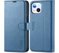 KAL-Etui Coque Pour Iphone 13 5G, Antichoc Tpu Housse Iphone 13 Cuir Pu Portefeuille Etui [Rfid Blocage] [Béquille] [Fentes Pour Cartes] Coque Pour Iphone 13 (6,1 Pouces) - Bleu Clair