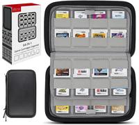 KAL-Étui De Rangement Pour 64 Jeux 3Ds 2Ds Ds Ou Switch, Pochette Rigide Porte-Cartes Pour Ranger Et Organiser Cartouches De Jeu, Housse De Transport, Noir